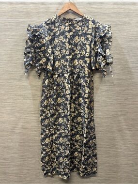 & Other Stories Floral Print Puff Sleeve Midi Dress Women’s 2